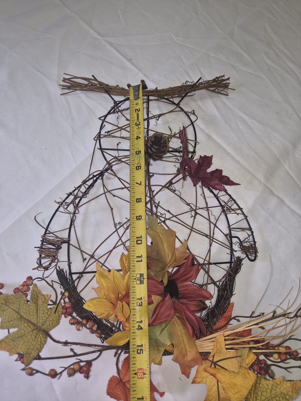 Autumn Owel Vine Gourd Wall Art Wreath